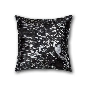 Natural Home Decor Torino Scotland Cowhide Pillow | 1-Piece | Silver & black